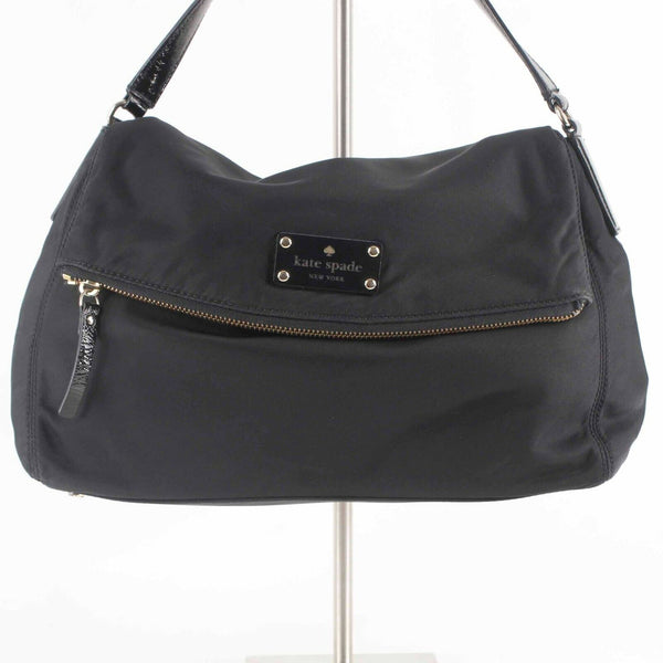 Kate Spade 14 X 9 X 4 Black Gold Inner Pockets Nylon Polyester Shoulder Purse