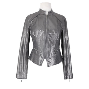White House Black Market NEW $160 Sz 10p Silver Zipper Cotton Polyester Jacket
