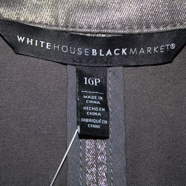 White House Black Market NEW $160 Sz 10p Silver Zipper Cotton Polyester Jacket