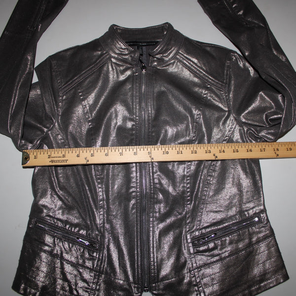 White House Black Market NEW $160 Sz 10p Silver Zipper Cotton Polyester Jacket