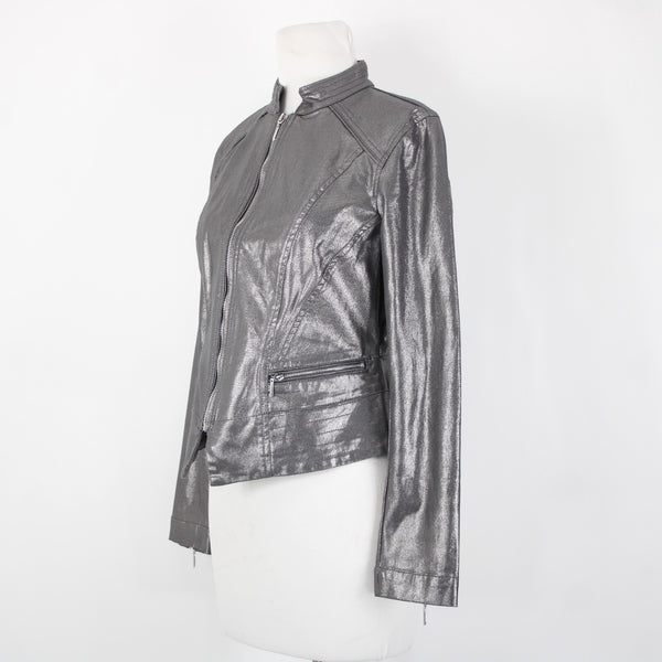 White House Black Market NEW $160 Sz 10p Silver Zipper Cotton Polyester Jacket