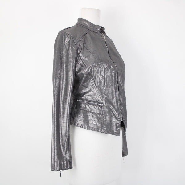 White House Black Market NEW $160 Sz 10p Silver Zipper Cotton Polyester Jacket