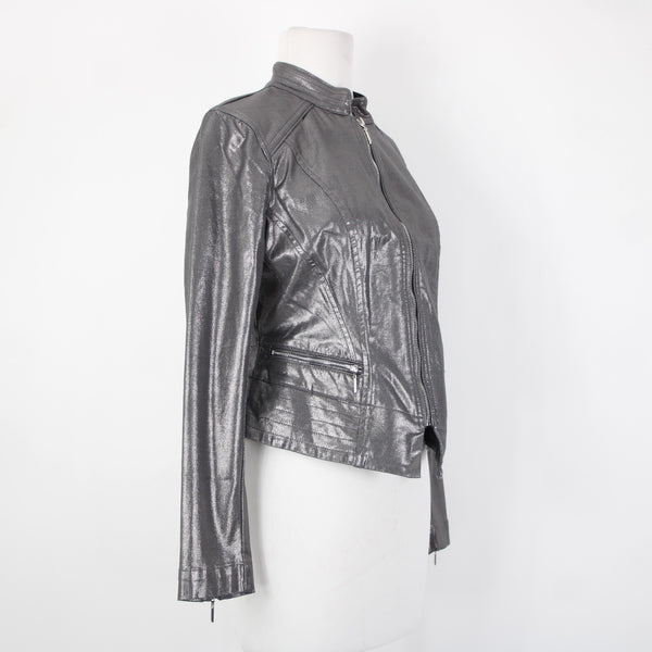 White House Black Market NEW $160 Sz 10p Silver Zipper Cotton Polyester Jacket