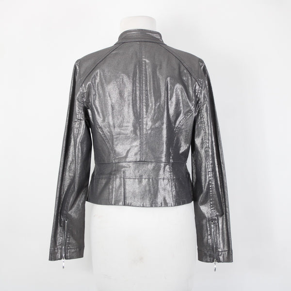 White House Black Market NEW $160 Sz 10p Silver Zipper Cotton Polyester Jacket