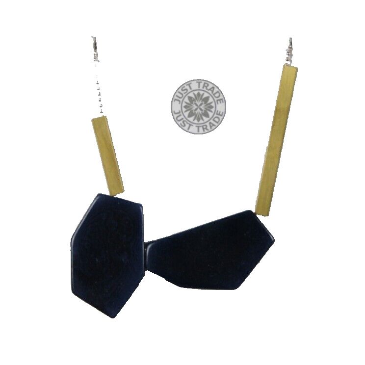 Just Trade NEW Rachel Irregular Double Navy Gold 28" Necklace