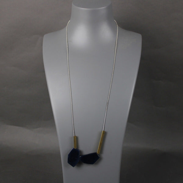 Just Trade NEW Rachel Irregular Double Navy Gold 28" Necklace