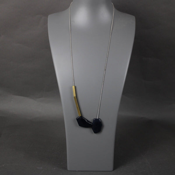 Just Trade NEW Rachel Irregular Double Navy Gold 28" Necklace