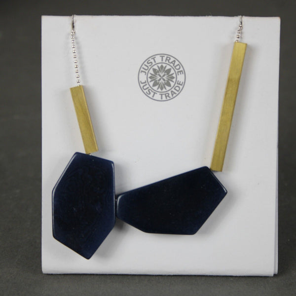 Just Trade NEW Rachel Irregular Double Navy Gold 28" Necklace