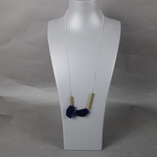 Just Trade NEW Rachel Irregular Double Navy Gold 28" Necklace
