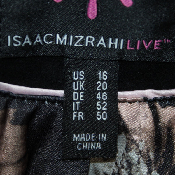 Isaac Mizrahi Live Jacket Sz 16 Black Pockets Ruffles Suede Poly Jacket