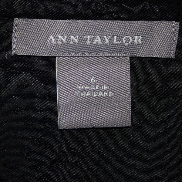 Ann Taylor Sz 6 Black Gray Patterned Inverted Pleat Wool Cotton Nylon Skirt