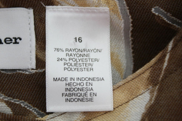 Alfred Dunner NEW $68 Sz 16 Brown Tan Gold Button Pockets Rayon Blend Top