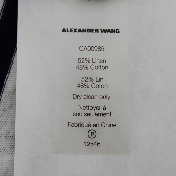 Alexander Wang Sz L Navy Blue White Stripe Racerback Linen Cotton Tank Top