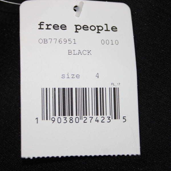 Free People Dress NEW Sz 4 Black Beaded V Neck Lined Cotton Polyester Dress