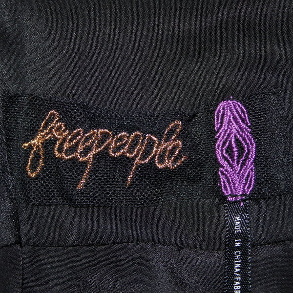 Free People Dress NEW Sz 4 Black Beaded V Neck Lined Cotton Polyester Dress