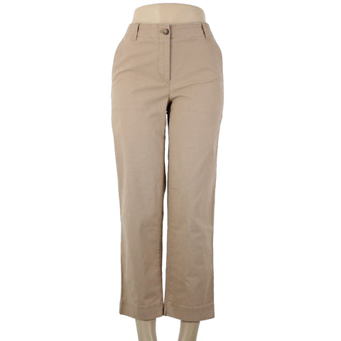 Talbots NEW $90 Sz 2 x 26 Tan Pockets Cotton Spandex Capri Pant
