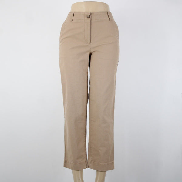 Talbots NEW $90 Sz 2 x 26 Tan Pockets Cotton Spandex Capri Pant