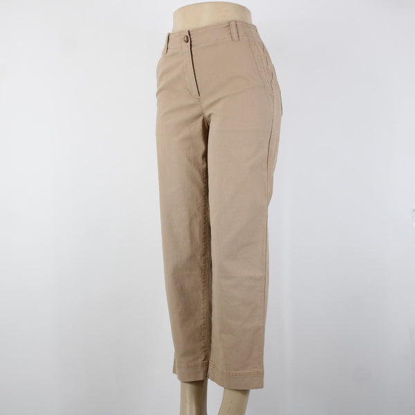 Talbots NEW $90 Sz 2 x 26 Tan Pockets Cotton Spandex Capri Pant