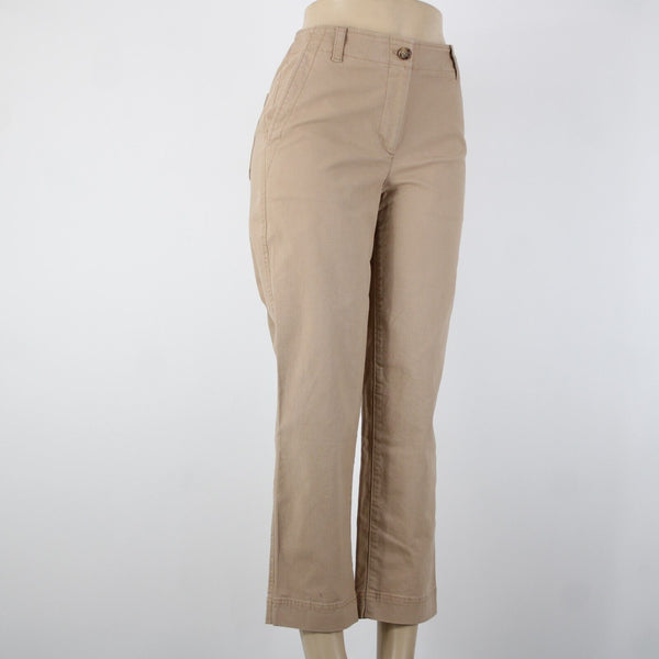 Talbots NEW $90 Sz 2 x 26 Tan Pockets Cotton Spandex Capri Pant