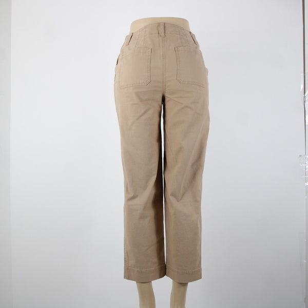 Talbots NEW $90 Sz 2 x 26 Tan Pockets Cotton Spandex Capri Pant