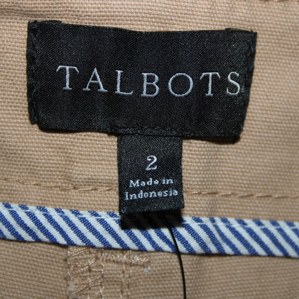 Talbots NEW $90 Sz 2 x 26 Tan Pockets Cotton Spandex Capri Pant