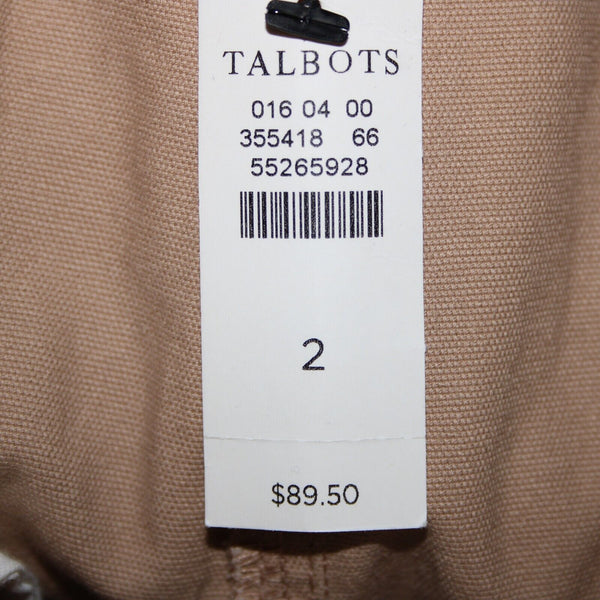 Talbots NEW $90 Sz 2 x 26 Tan Pockets Cotton Spandex Capri Pant