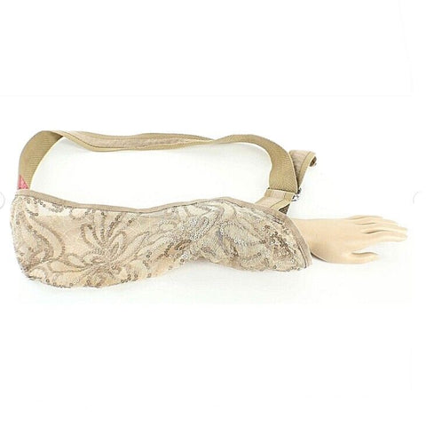 Not Blue Designs Tan Embroidered Sequin on Mesh Adjustable Strap Sling