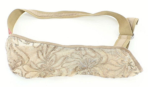 Not Blue Designs Tan Embroidered Sequin on Mesh Adjustable Strap Sling