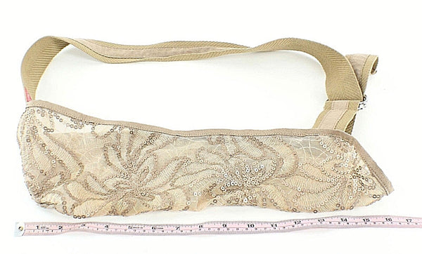 Not Blue Designs Tan Embroidered Sequin on Mesh Adjustable Strap Sling