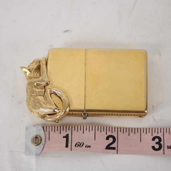 Zippo 3D Cat Lighter Gold Tone 3D Art Cat Resting On Top Zippo Lighter