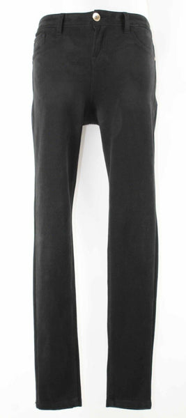 Kensie 28 x 31" Black Vegan Suede Poly Spandex Ankle Biter Skinny Jeans