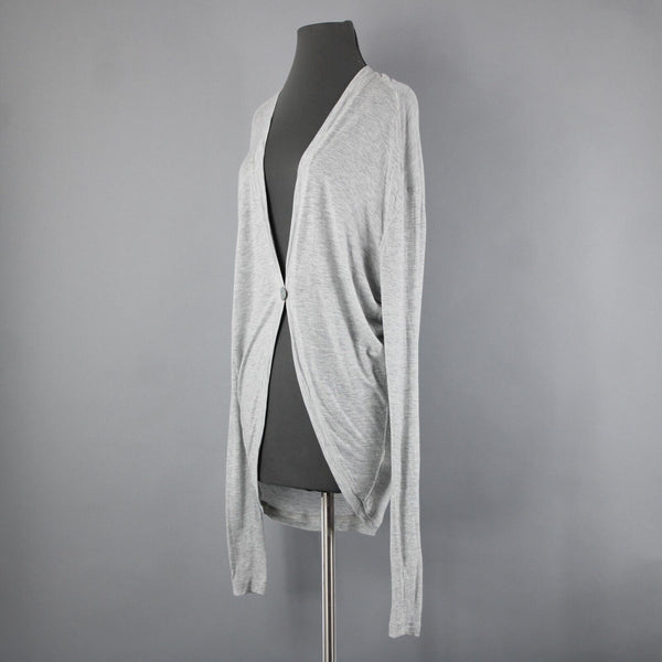Seven For All Mankind Sz M Gray Button Closure 100% Tencel Jersey Wrap Jacket