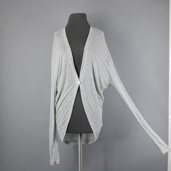 Seven For All Mankind Sz M Gray Button Closure 100% Tencel Jersey Wrap Jacket