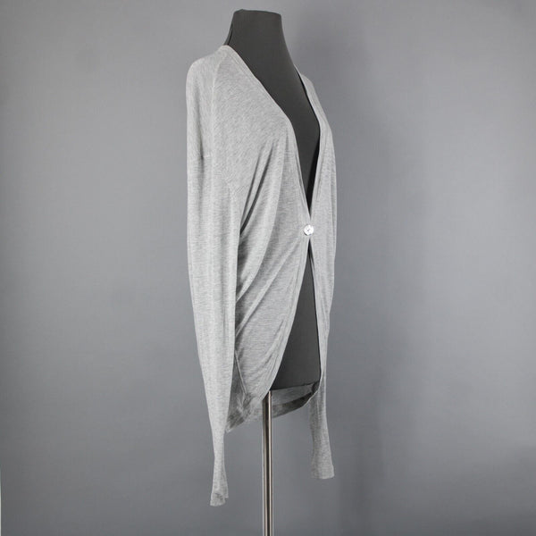 Seven For All Mankind Sz M Gray Button Closure 100% Tencel Jersey Wrap Jacket