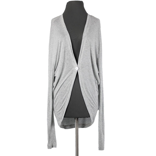 Seven For All Mankind Sz M Gray Button Closure 100% Tencel Jersey Wrap Jacket
