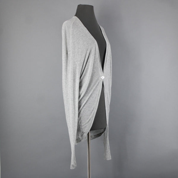 Seven For All Mankind Sz M Gray Button Closure 100% Tencel Jersey Wrap Jacket