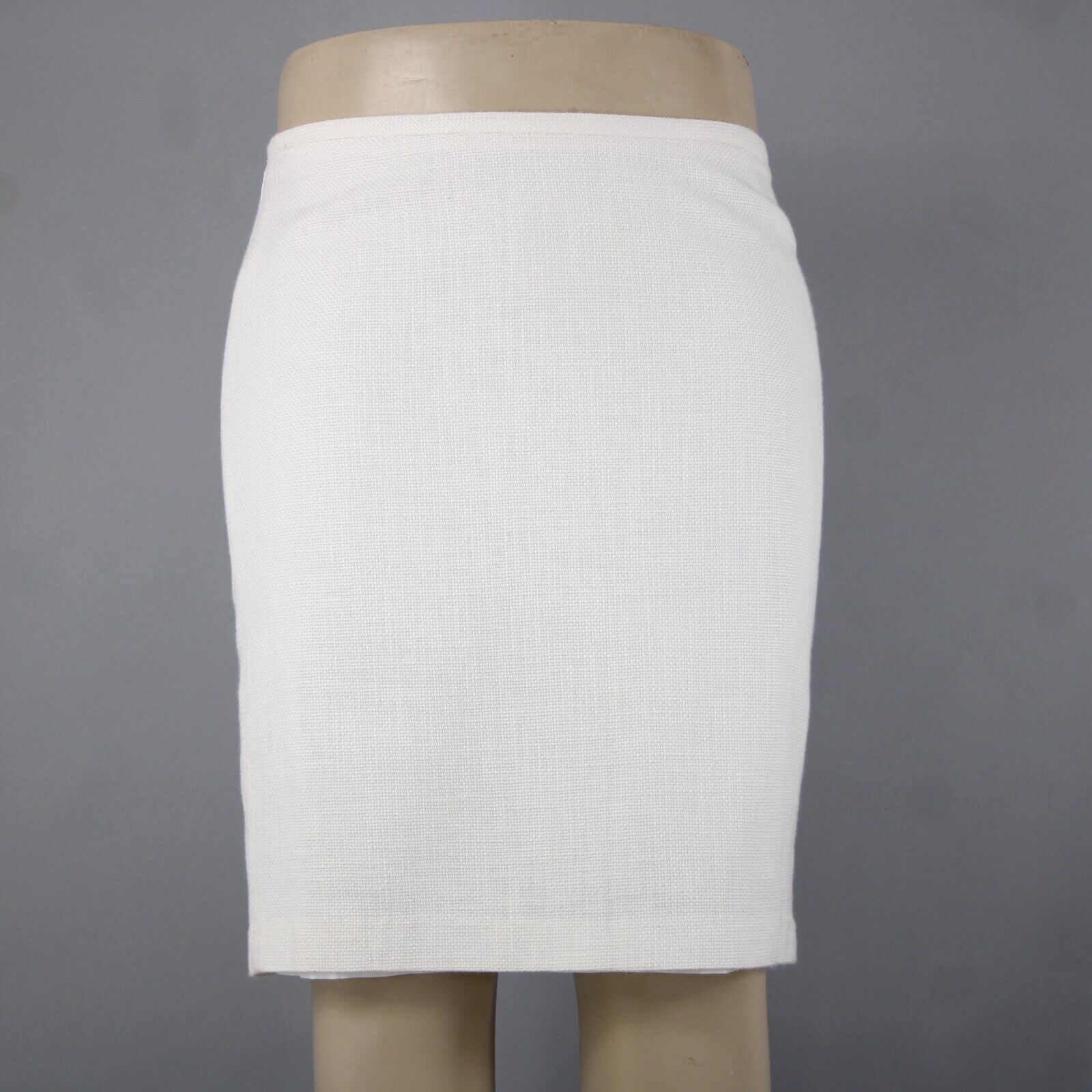 Talbots Petite Sz 14 White Textured Pencil Acrylic Cotton Polyester Lined Skirt