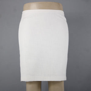 Talbots Petite Sz 14 White Textured Pencil Acrylic Cotton Polyester Lined Skirt