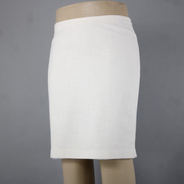 Talbots Petite Sz 14 White Textured Pencil Acrylic Cotton Polyester Lined Skirt