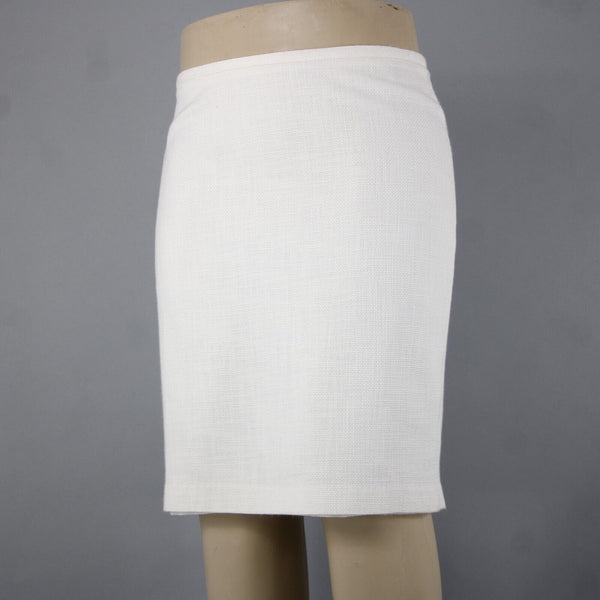 Talbots Petite Sz 14 White Textured Pencil Acrylic Cotton Polyester Lined Skirt
