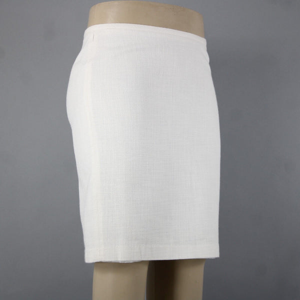 Talbots Petite Sz 14 White Textured Pencil Acrylic Cotton Polyester Lined Skirt