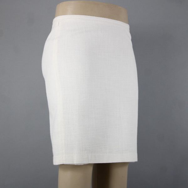 Talbots Petite Sz 14 White Textured Pencil Acrylic Cotton Polyester Lined Skirt