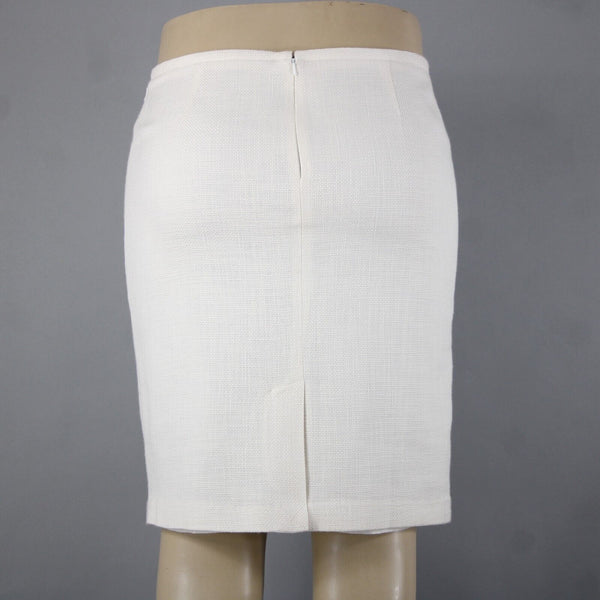 Talbots Petite Sz 14 White Textured Pencil Acrylic Cotton Polyester Lined Skirt