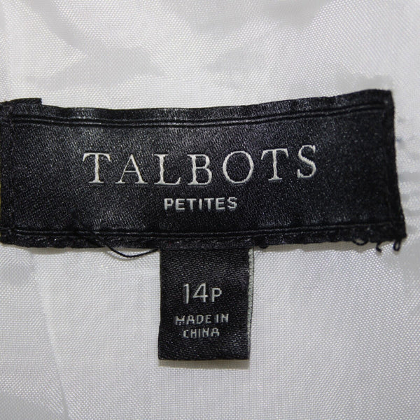 Talbots Petite Sz 14 White Textured Pencil Acrylic Cotton Polyester Lined Skirt