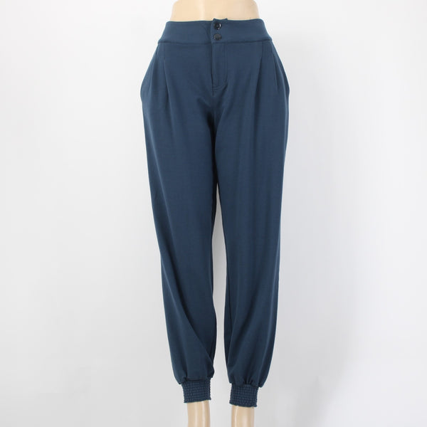 Giuliana Pant Off Air Sz 12 x 30 Blue Pleated Stretch Pockets Cotton Poly Pant