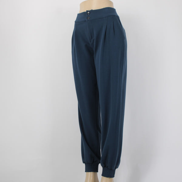 Giuliana Pant Off Air Sz 12 x 30 Blue Pleated Stretch Pockets Cotton Poly Pant