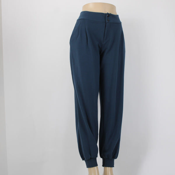 Giuliana Pant Off Air Sz 12 x 30 Blue Pleated Stretch Pockets Cotton Poly Pant