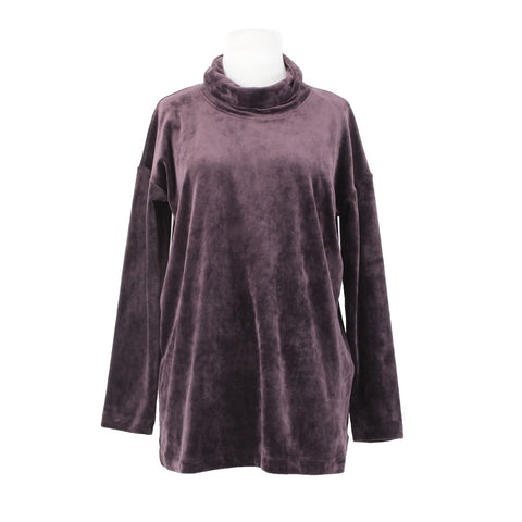 Pure Jill Sweater Sz M Purple Collared Velour Long Sleeve Poly Spandex Sweater