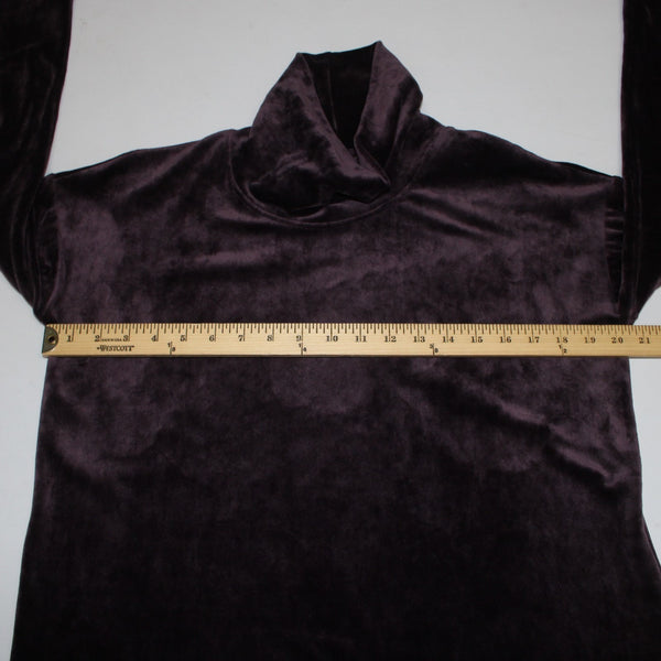 Pure Jill Sweater Sz M Purple Collared Velour Long Sleeve Poly Spandex Sweater