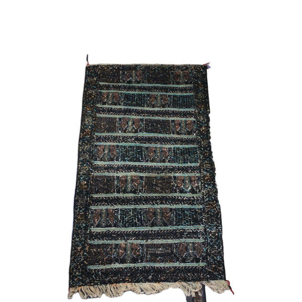 Turkish? Rug 85" x 46" Black Orange Multi Colored Hand Made Rug